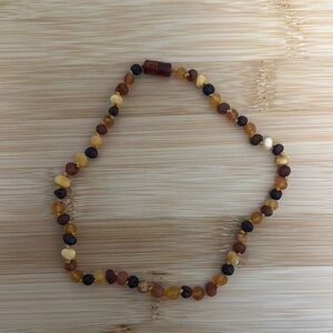 Baltic Raw Amber Multi-Color Necklace for Baby, Infant, Toddler, Big Kid, 12-13"